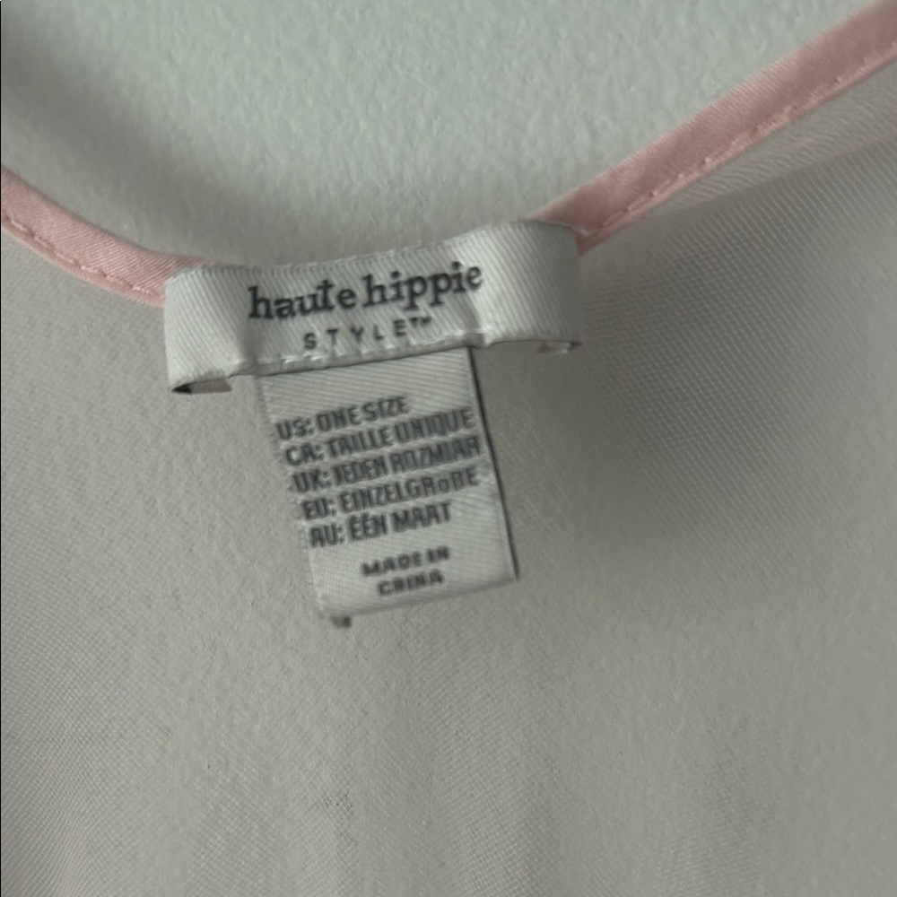 Haute Hippie Sheer Kimono with Pink Trim - Picture 2 of 6